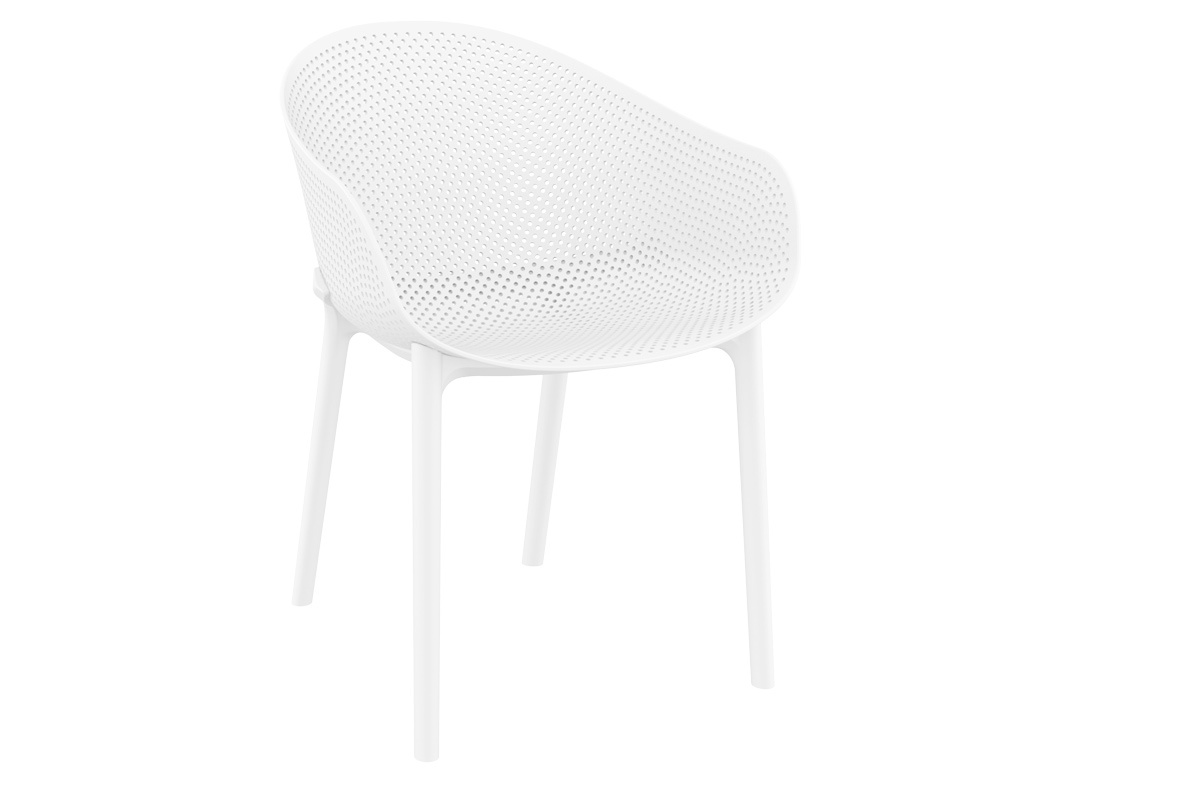 Sillones modernos blancos apilables interior / exterior (lote de 4) OSKOL