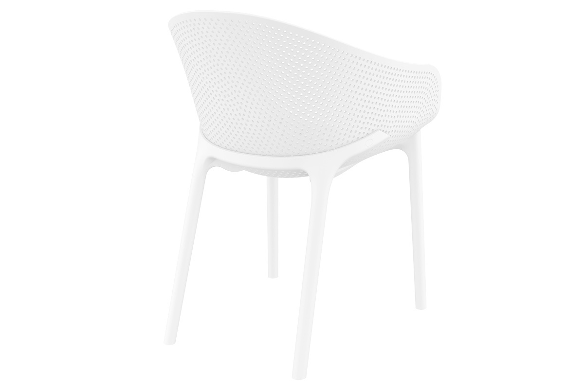 Sillones modernos blancos apilables interior / exterior (lote de 4) OSKOL