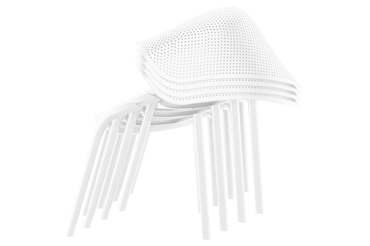 Sillones modernos blancos apilables interior / exterior (lote de 4) OSKOL