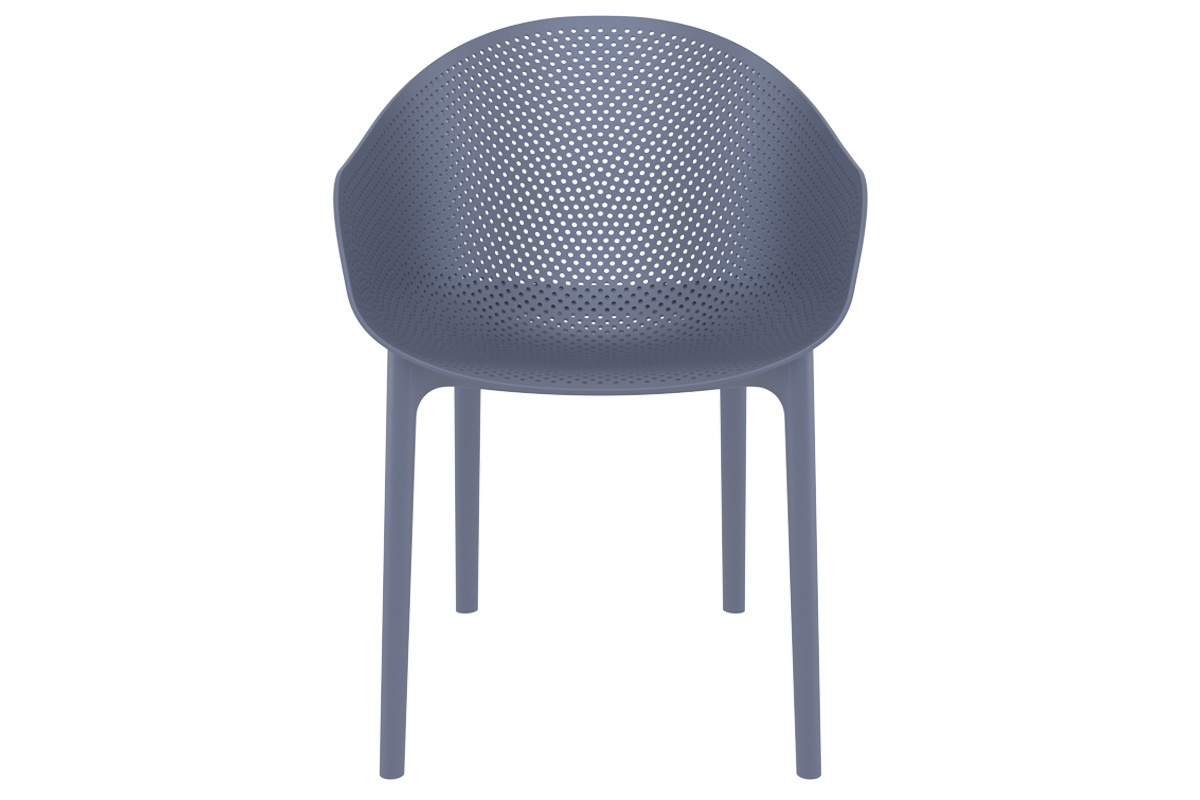 Sillones modernos grises apilables interior / exterior (lote de 4) OSKOL