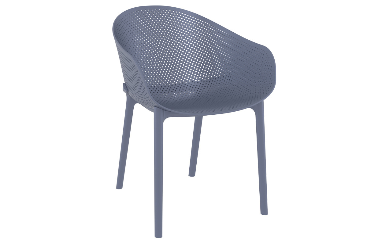 Sillones modernos grises apilables interior / exterior (lote de 4) OSKOL