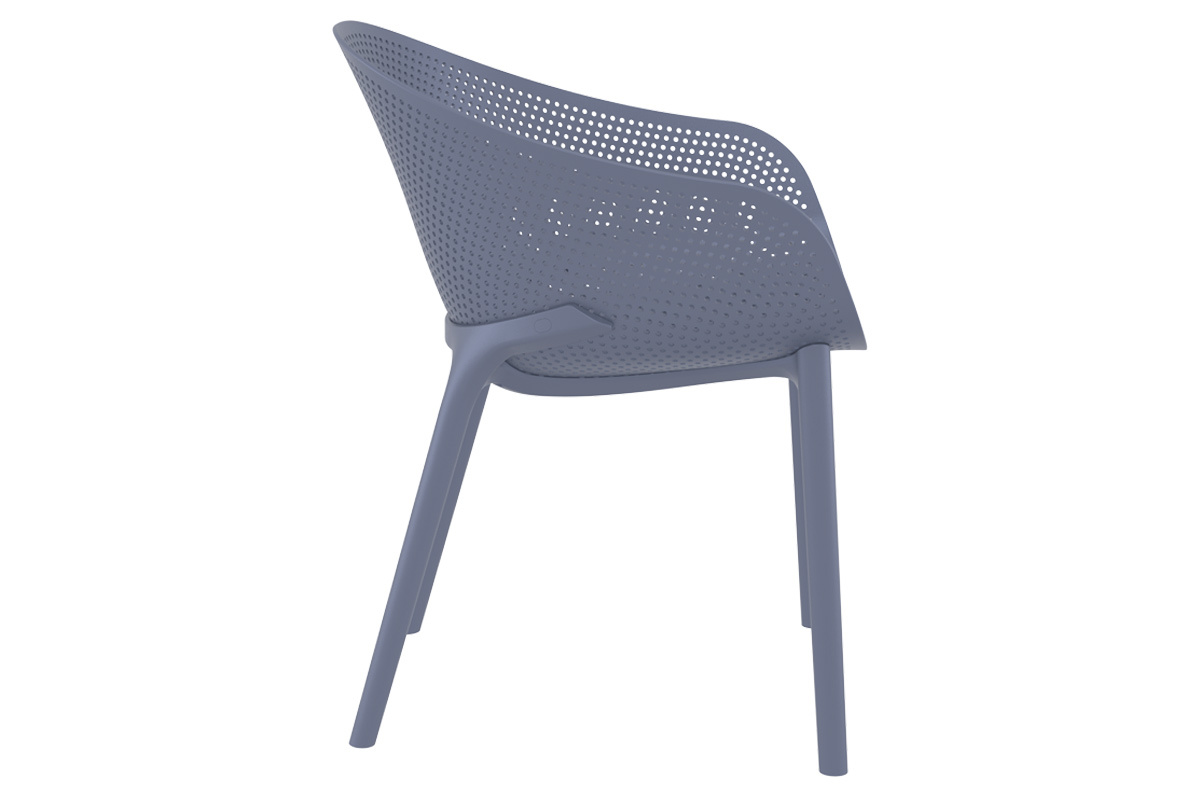 Sillones modernos grises apilables interior / exterior (lote de 4) OSKOL