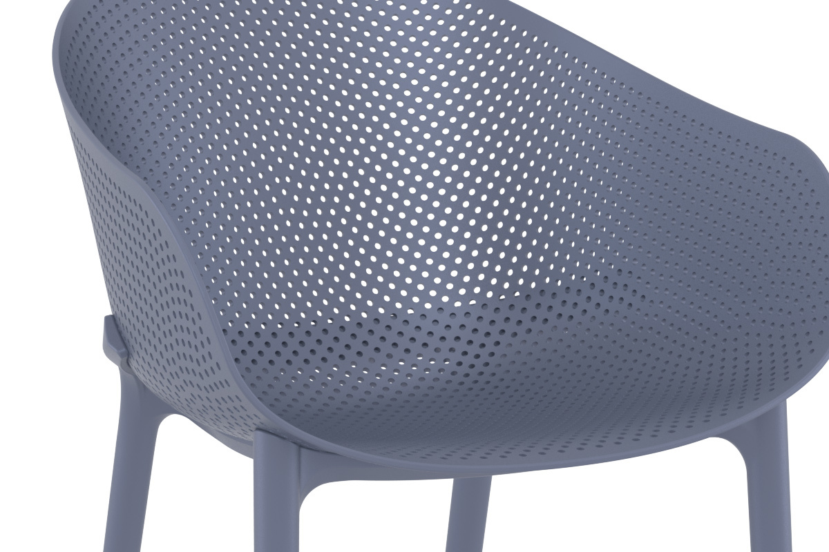 Sillones modernos grises apilables interior / exterior (lote de 4) OSKOL