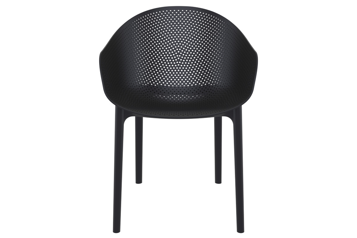 Sillones modernos negros apilables interior / exterior (lote de 4) OSKOL
