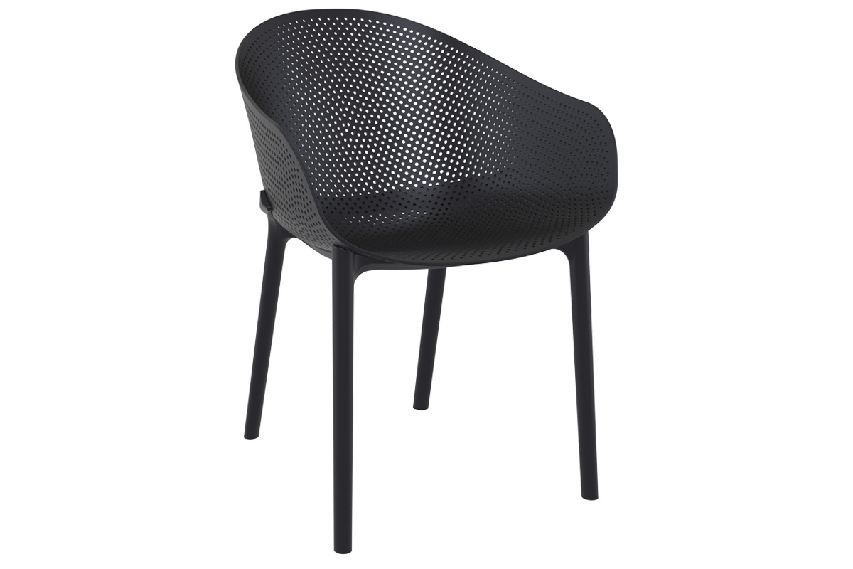 Sillones modernos negros apilables interior / exterior (lote de 4) OSKOL