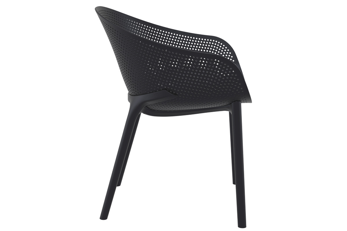 Sillones modernos negros apilables interior / exterior (lote de 4) OSKOL