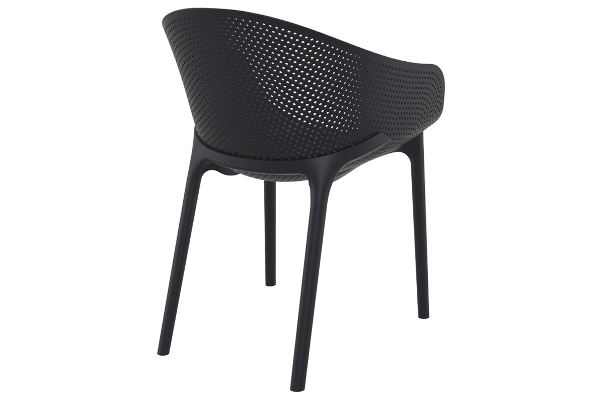 Sillones modernos negros apilables interior / exterior (lote de 4) OSKOL