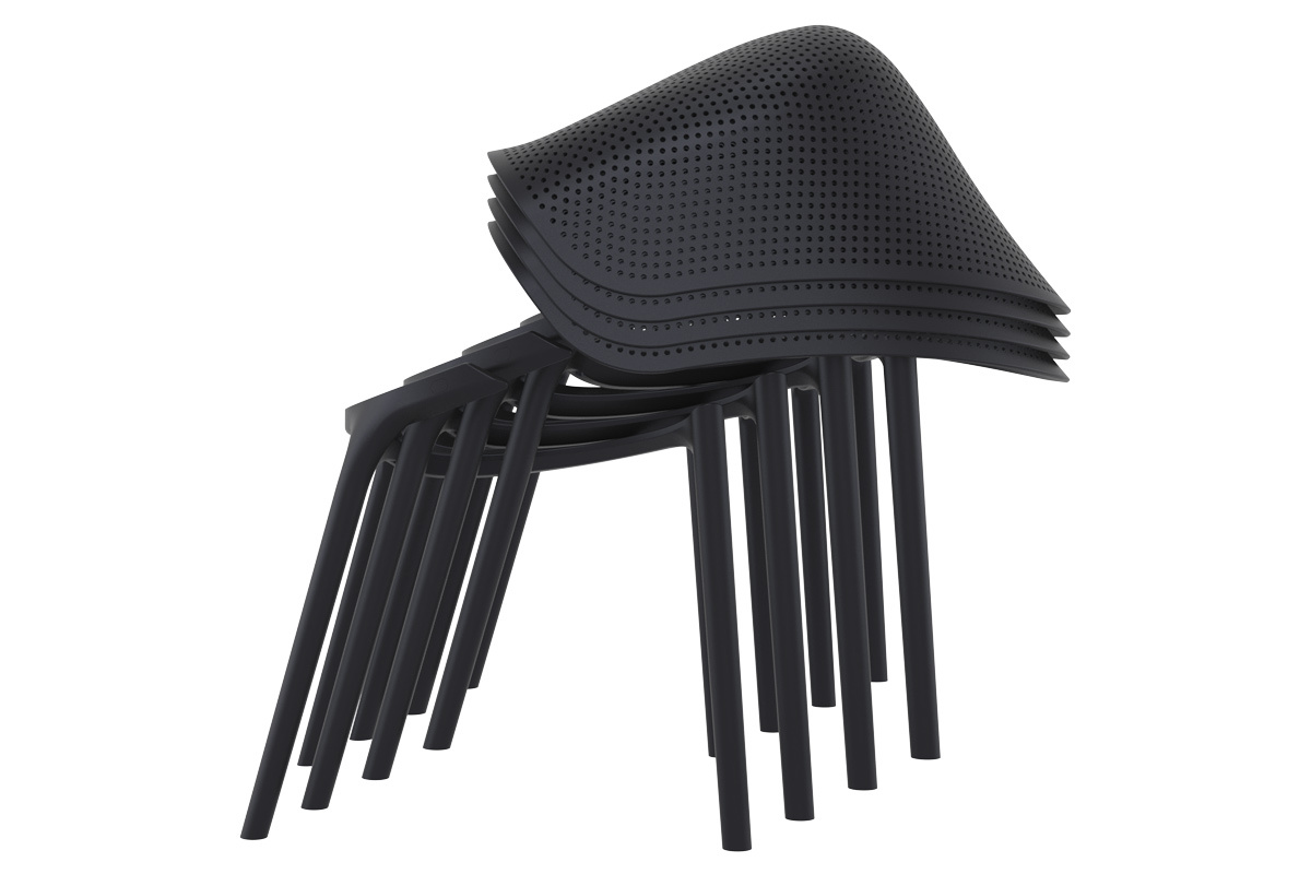 Sillones modernos negros apilables interior / exterior (lote de 4) OSKOL