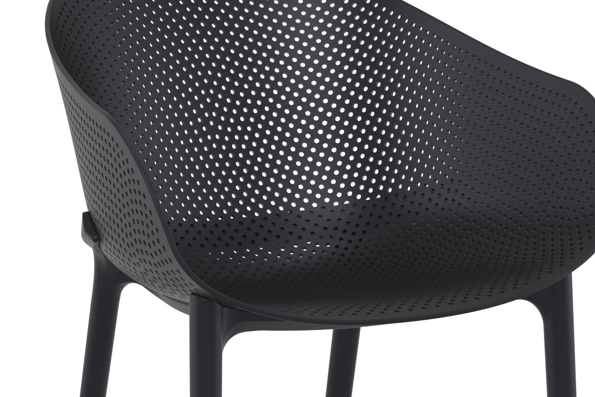 Sillones modernos negros apilables interior / exterior (lote de 4) OSKOL