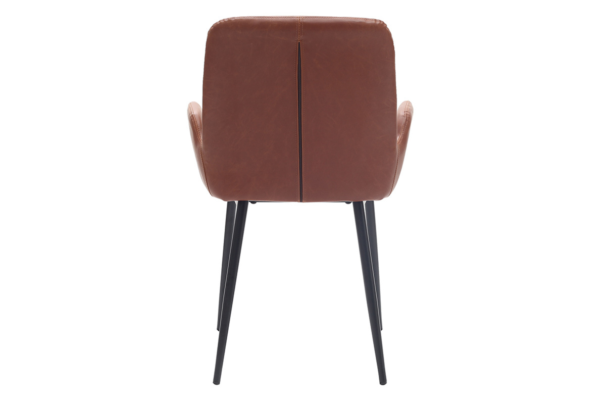 Sillones vintage marrn claro con patas metal negro (lote de 2) TIKA