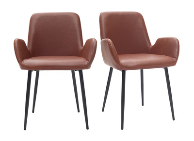 Sillones vintage marr&oacute;n claro con patas metal negro (lote de 2) TIKA