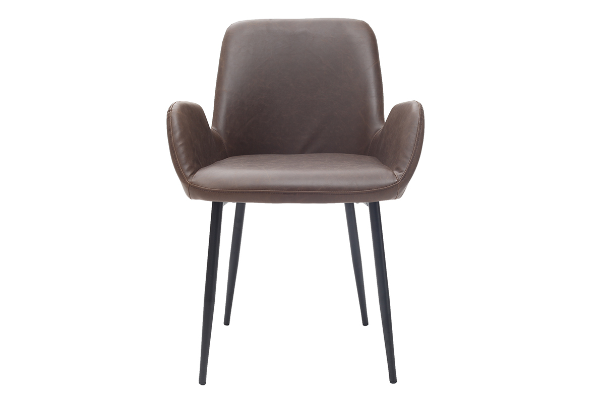 Sillones vintage marrn oscuro con patas metal negro (lote de 2) TIKA