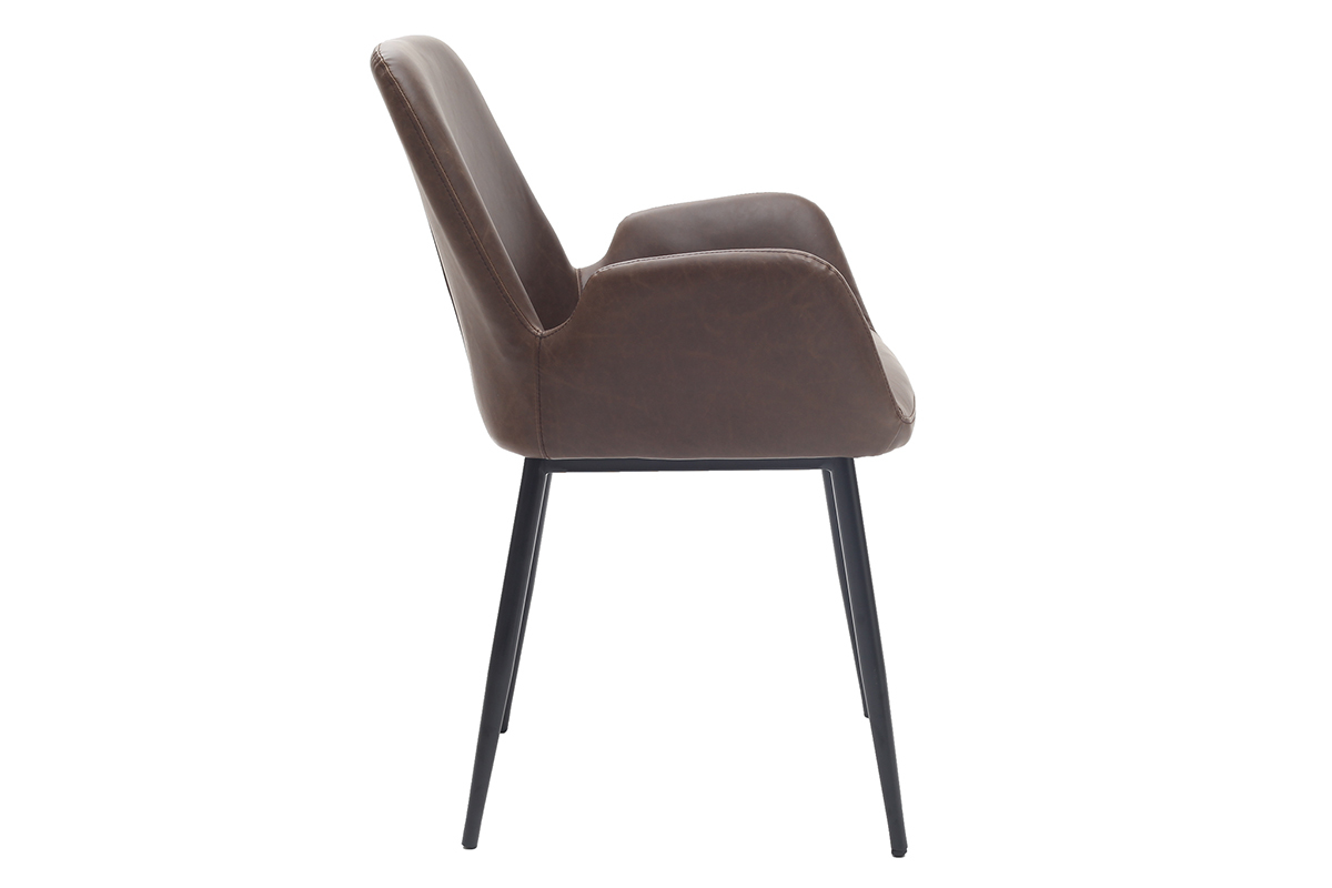 Sillones vintage marrn oscuro con patas metal negro (lote de 2) TIKA