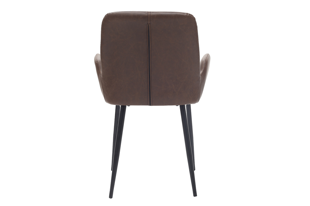 Sillones vintage marrn oscuro con patas metal negro (lote de 2) TIKA