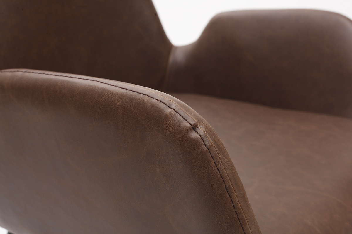 Sillones vintage marrn oscuro con patas metal negro (lote de 2) TIKA