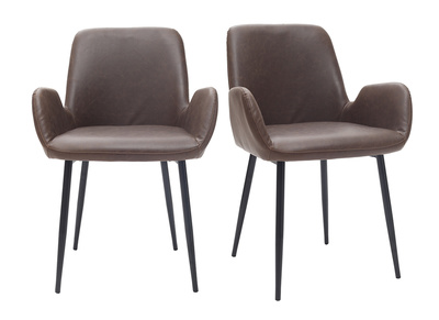 Sillones vintage marr&oacute;n oscuro con patas metal negro (lote de 2) TIKA