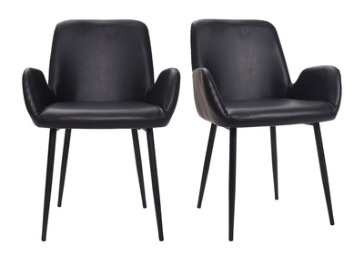Sillones vintage negros con patas metal negro (lote de 2) TIKA