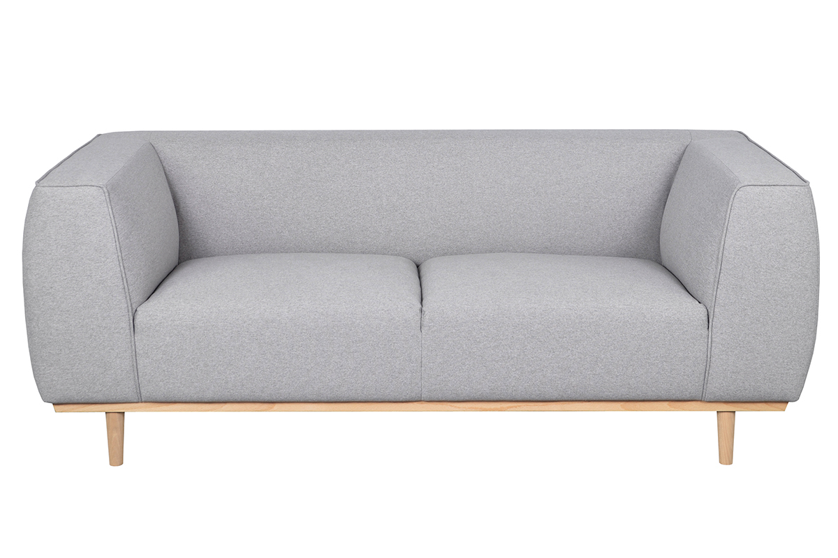Sof 2/3plazas nrdico de tela gris jaspeada y madera MORRIS