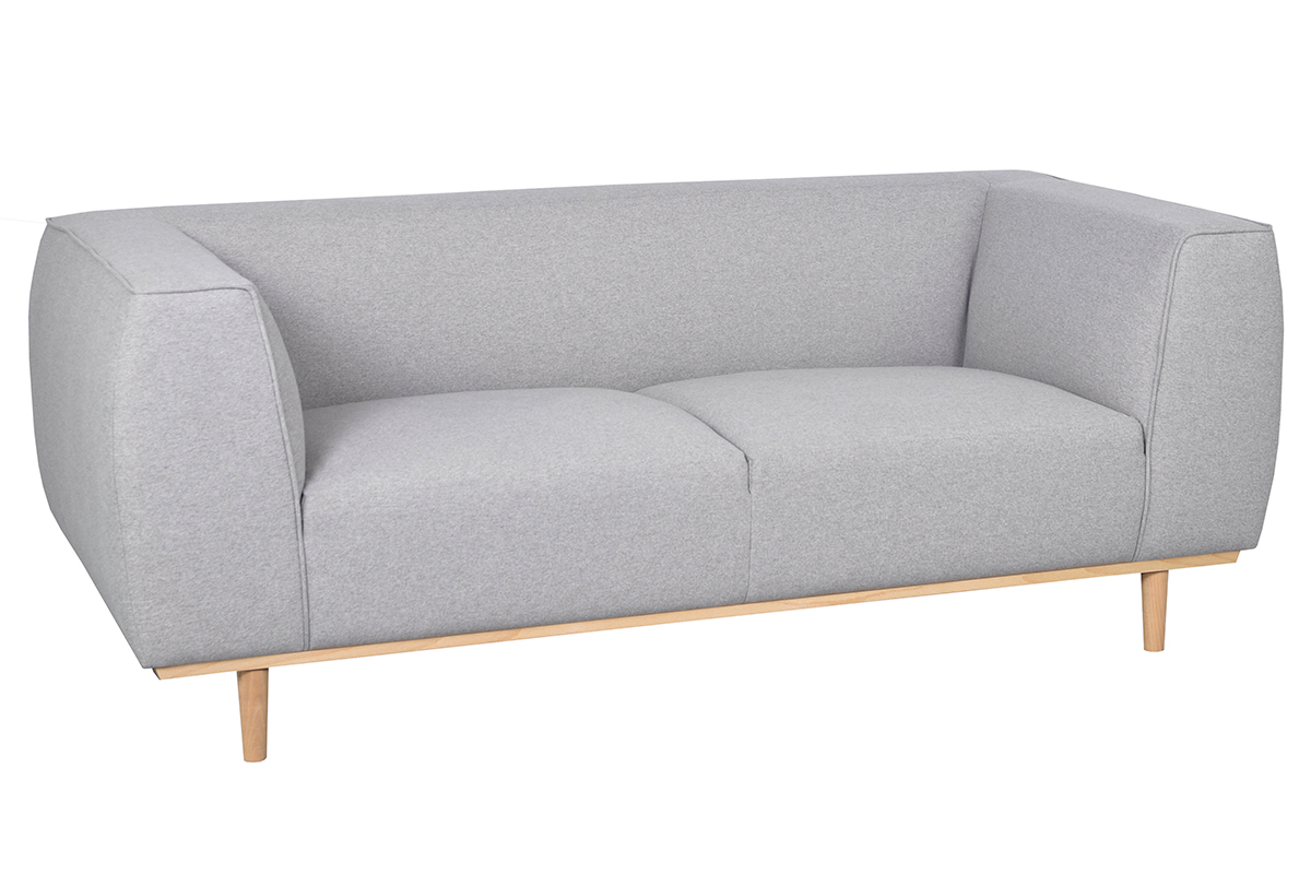 Sof 2/3plazas nrdico de tela gris jaspeada y madera MORRIS
