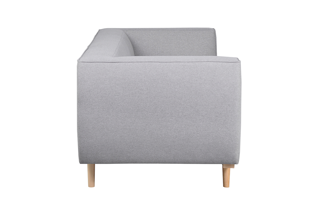 Sof 2/3plazas nrdico de tela gris jaspeada y madera MORRIS
