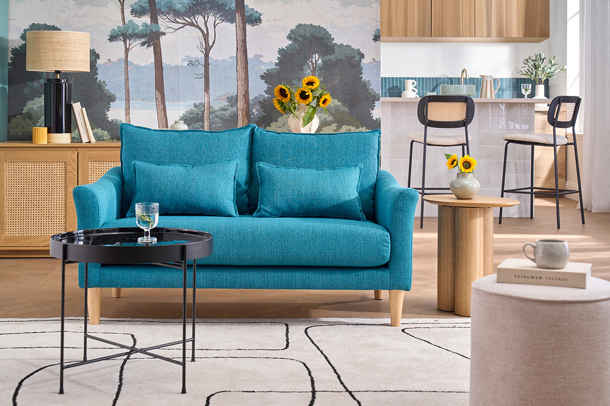 Sof� 2 plazas azul petr�leo KATE
