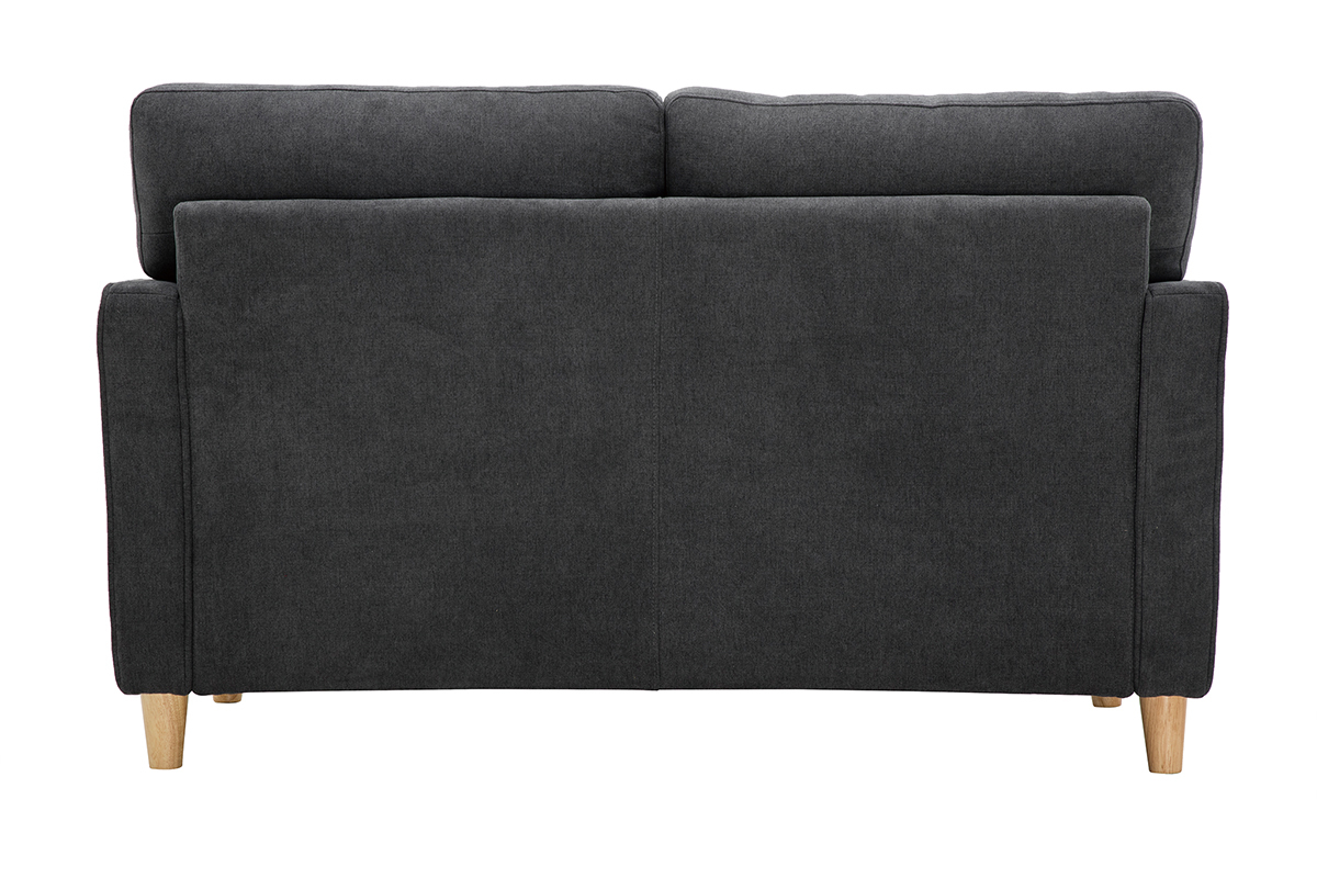Sof 2plazas de efecto aterciopelado gris oscuro y madera CUMBIA