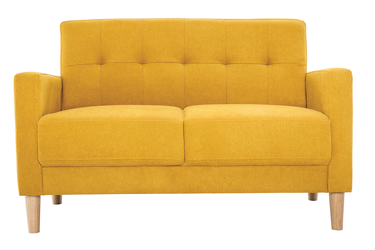 Sof 2plazas de estilo nrdico amarillo mostaza con efecto aterciopelado MOON