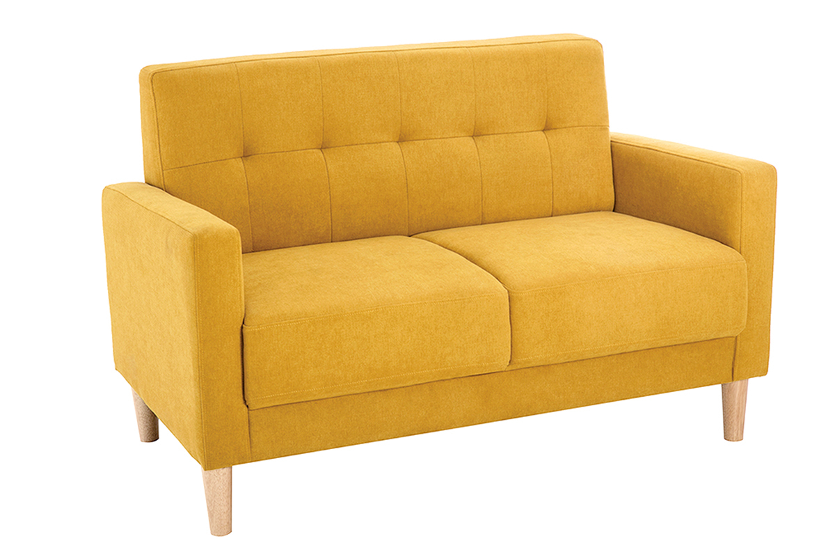 Sof 2plazas de estilo nrdico amarillo mostaza con efecto aterciopelado MOON