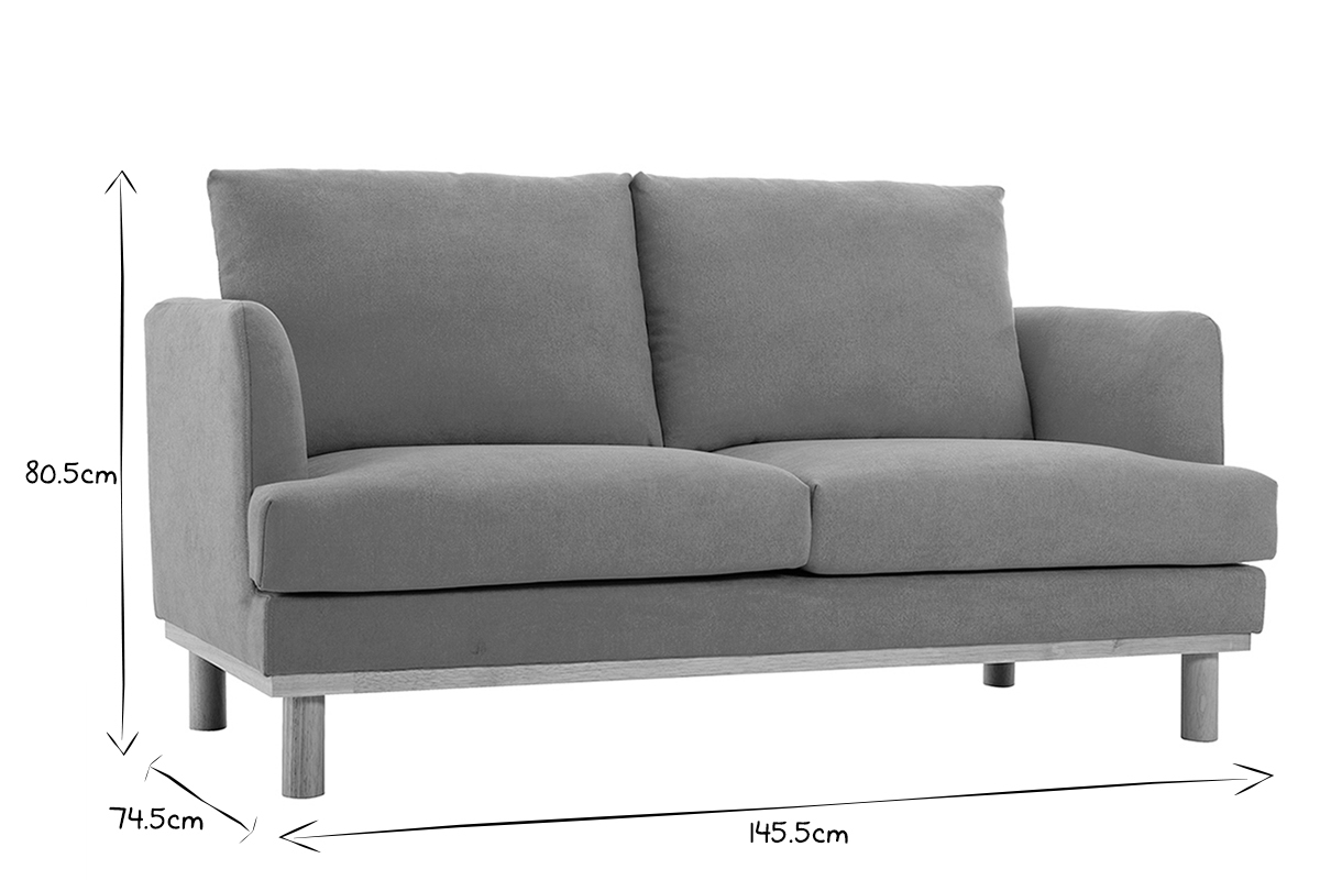Sof 2plazas de estilo nrdico efecto aterciopelado amarillo mostaza HOBART