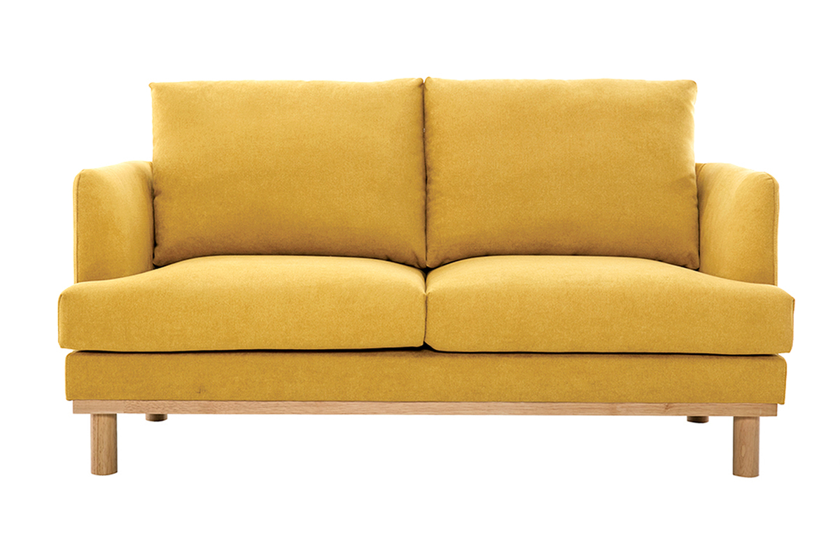 Sof 2plazas de estilo nrdico efecto aterciopelado amarillo mostaza HOBART