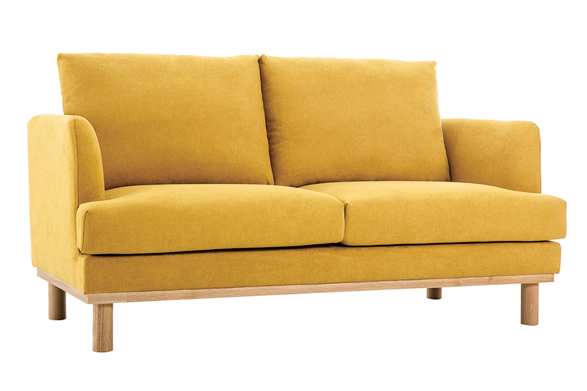 Sof 2plazas de estilo nrdico efecto aterciopelado amarillo mostaza HOBART