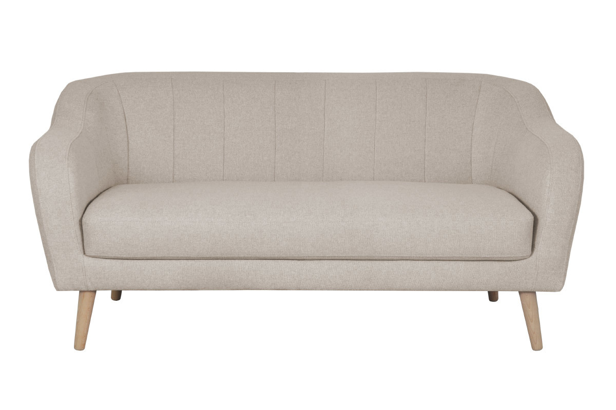 Sof 2plazas estilo nrdico de tela beige natural y madera MORRIS