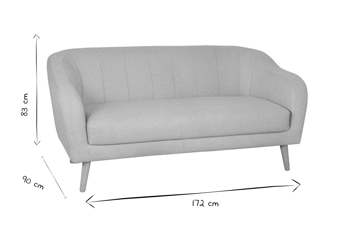 Sof 2plazas estilo nrdico de tela beige natural y madera MORRIS