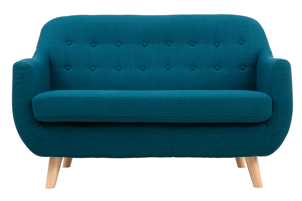 Sof 2 plazas nrdico desenfundable azul petrleo y madera YNOK