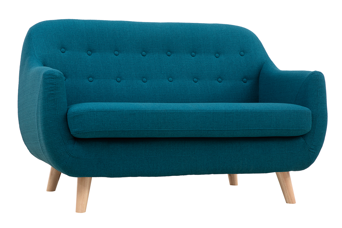 Sof 2 plazas nrdico desenfundable azul petrleo y madera YNOK
