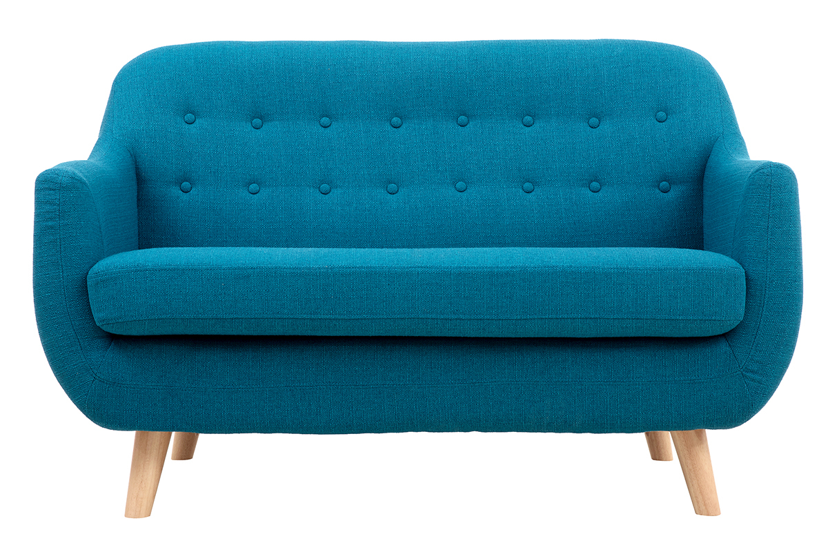 Sof 2 plazas nrdico desenfundable azul petrleo y madera YNOK