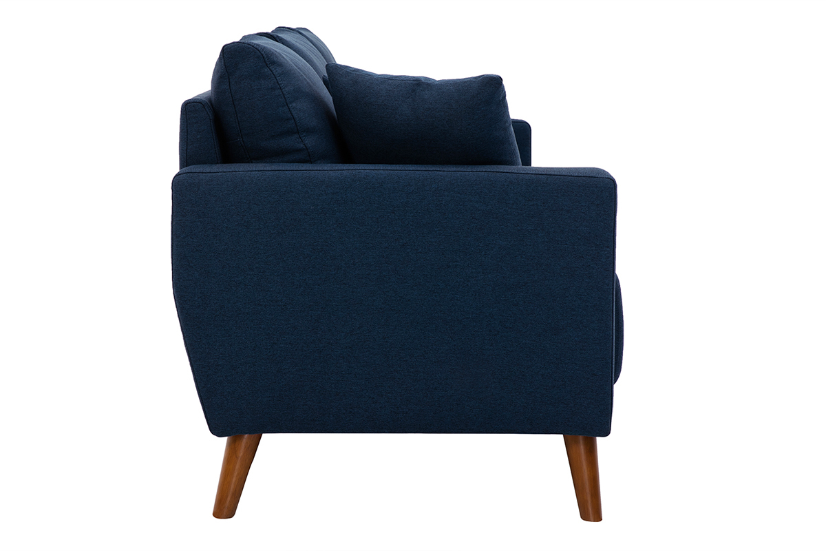 Sof 3-4 plazas de tejido azul oscuro y madera oscura MUNIK