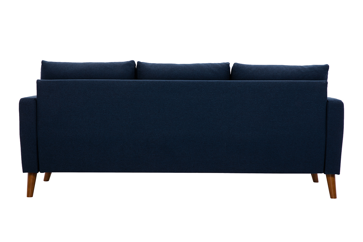 Sof 3-4 plazas de tejido azul oscuro y madera oscura MUNIK