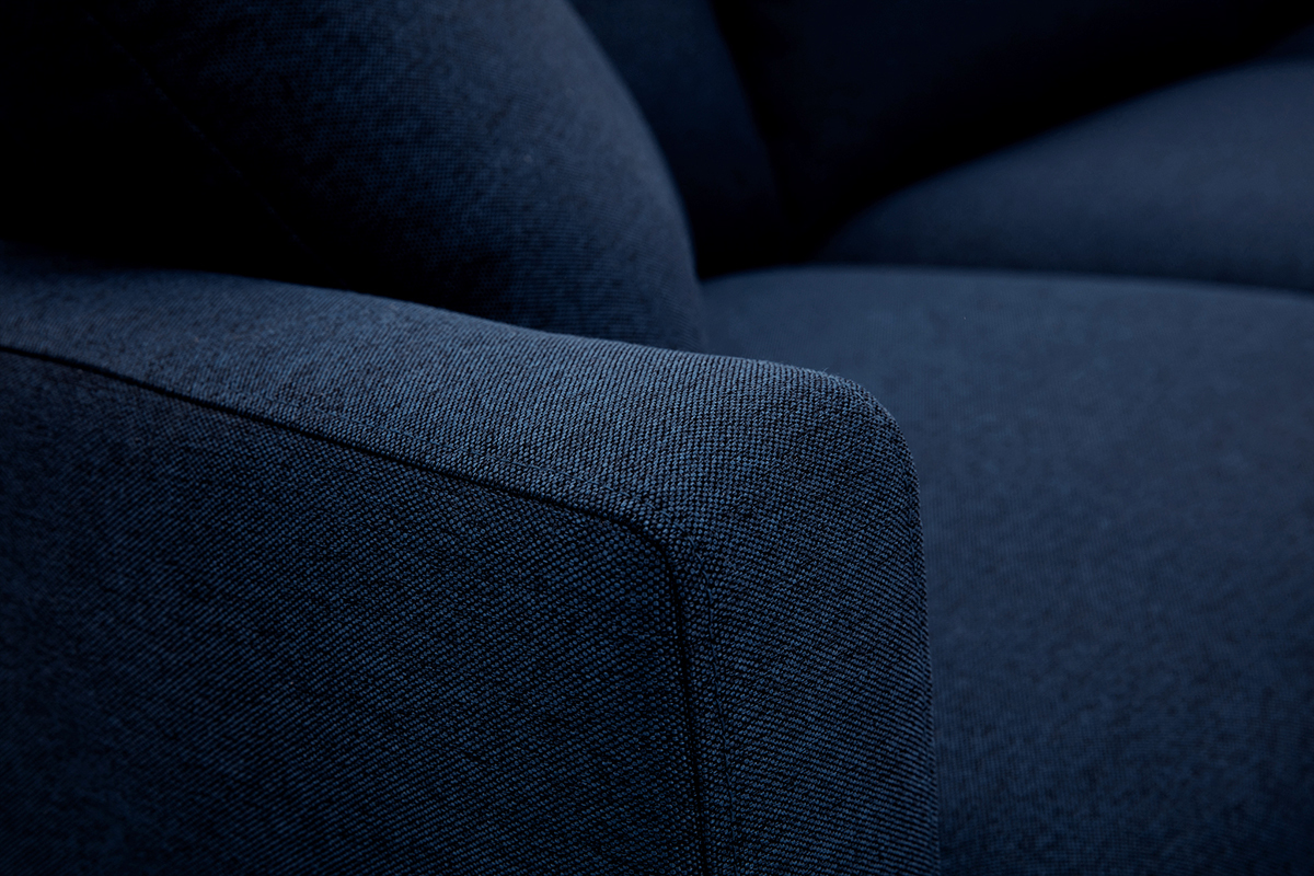 Sof 3-4 plazas de tejido azul oscuro y madera oscura MUNIK