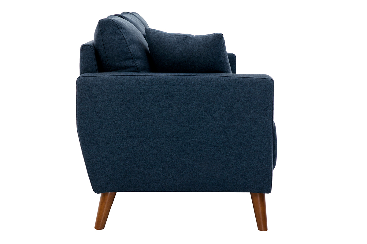 Sof 3-4 plazas de tejido azul oscuro y madera oscura MUNIK