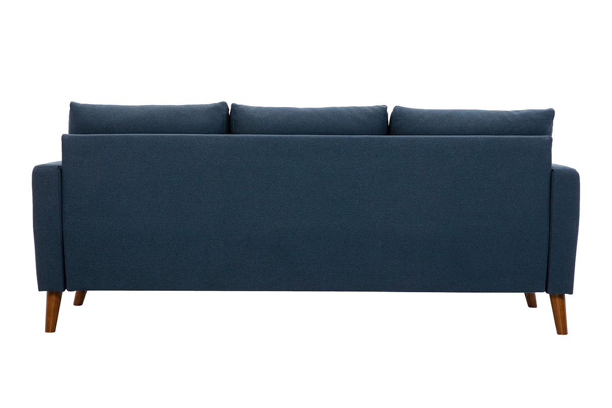 Sof 3-4 plazas de tejido azul oscuro y madera oscura MUNIK