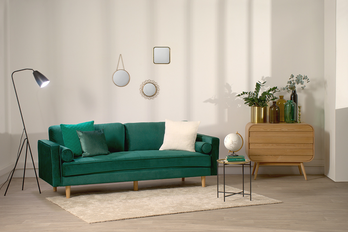 Sof 3-4 plazas terciopelo verde IMPERIAL