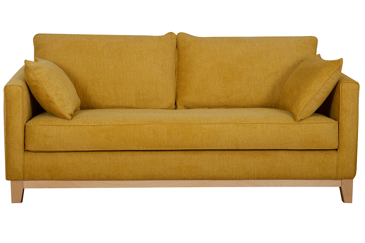 Sof 3plazas amarillo con acabado haya natural HARRISON