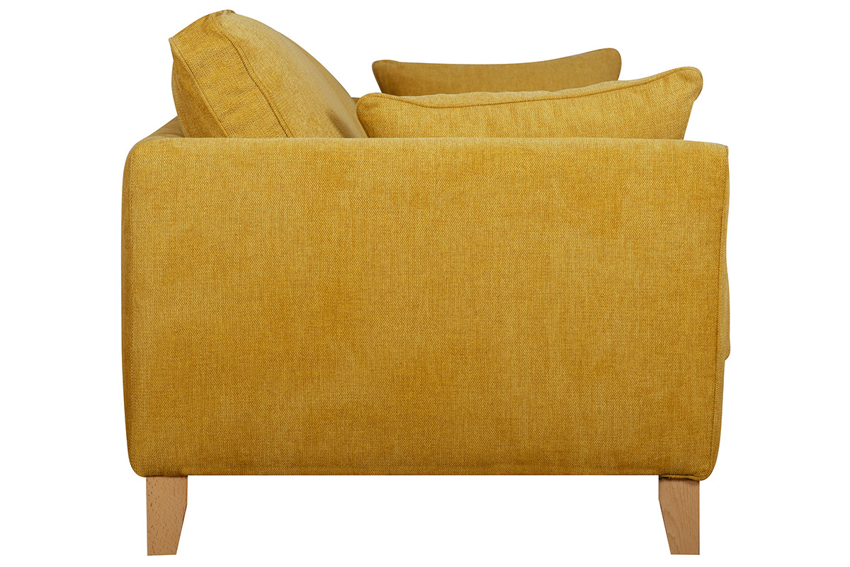Sof 3plazas amarillo con acabado haya natural HARRISON