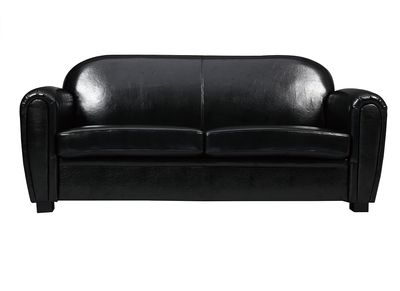 Sof&aacute; 3 plazas CLUB  color negro y de cuero de vacuno