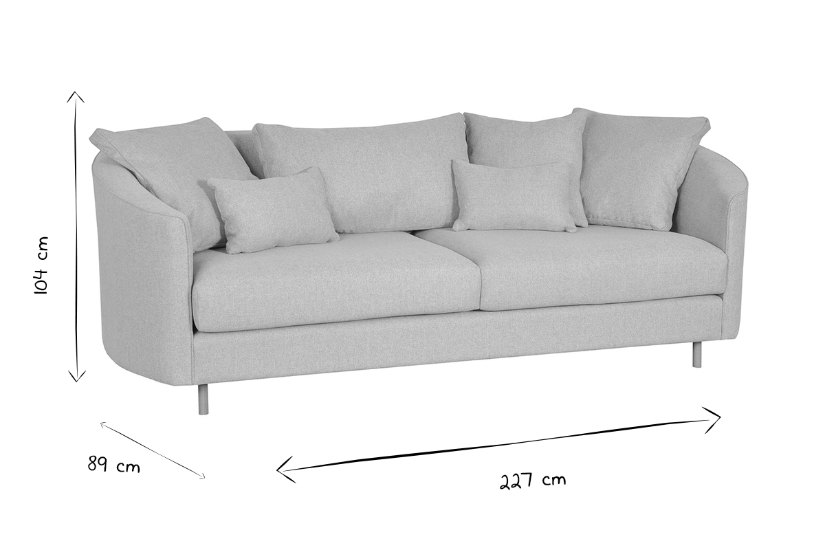 Sof 3plazas contemporneo de tela gris clara SELECT