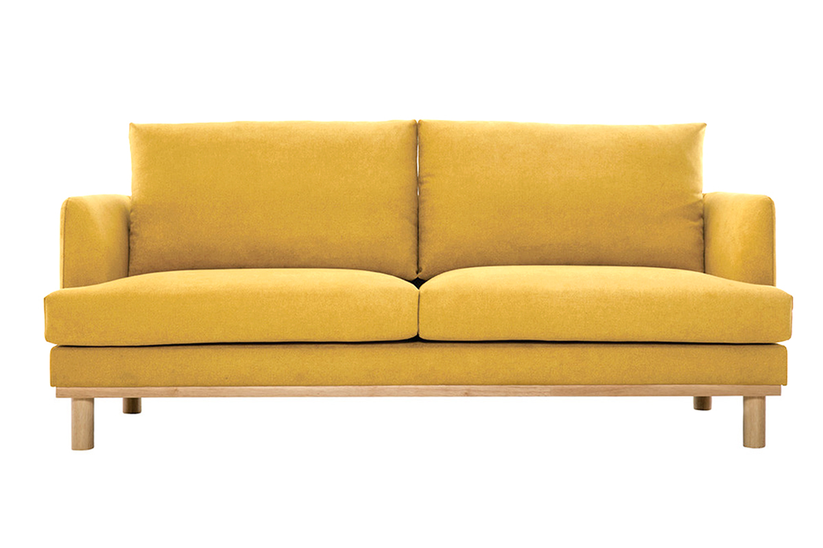 Sof 3plazas de estilo nrdico efecto aterciopelado amarillo mostaza HOBART