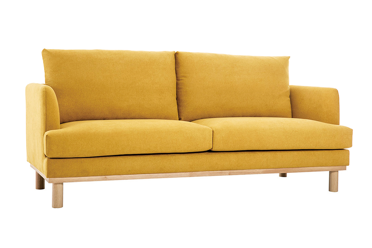 Sof 3plazas de estilo nrdico efecto aterciopelado amarillo mostaza HOBART