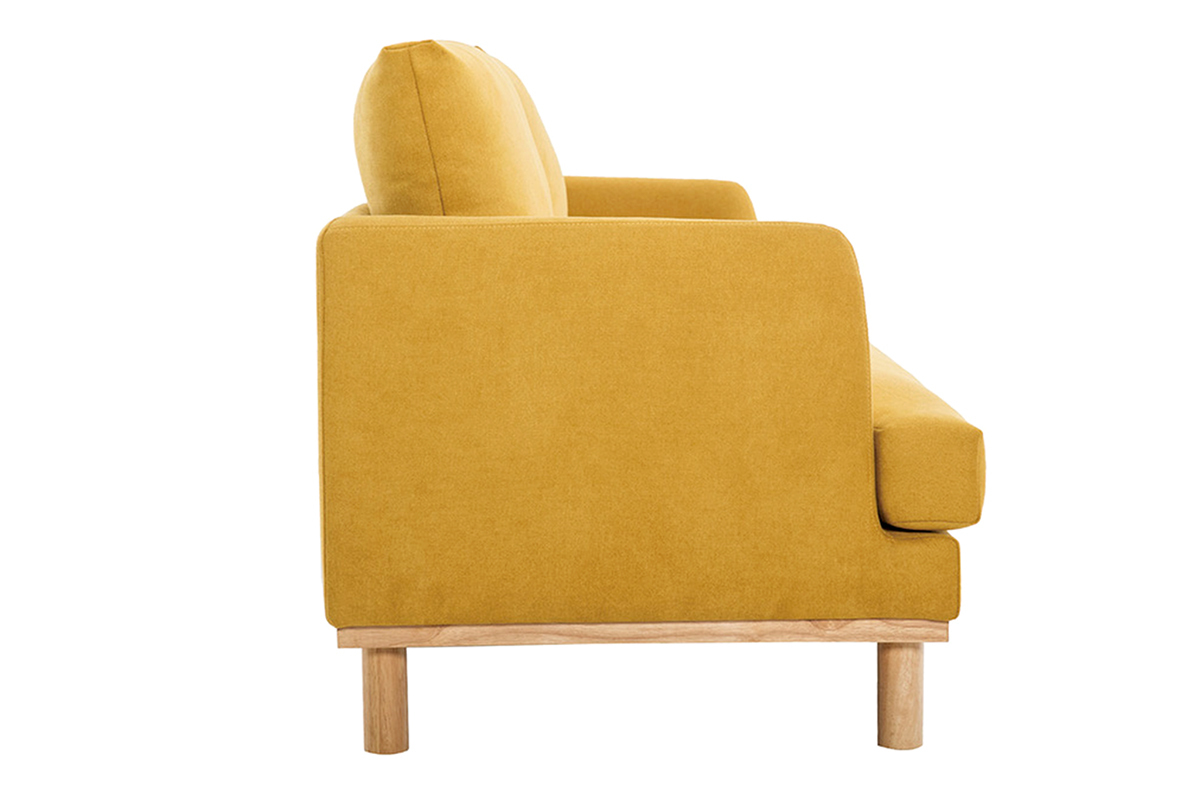 Sof 3plazas de estilo nrdico efecto aterciopelado amarillo mostaza HOBART
