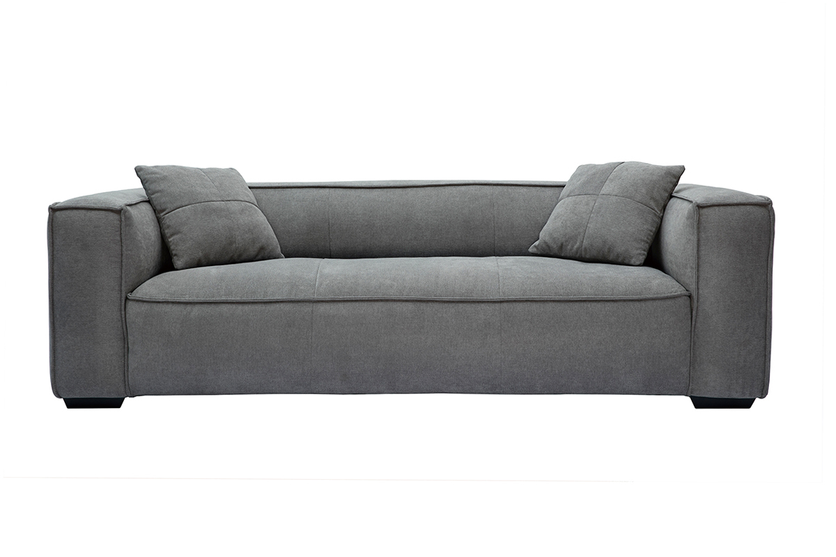 Sof 3plazas de tejido efecto aterciopelado gris COBAIN